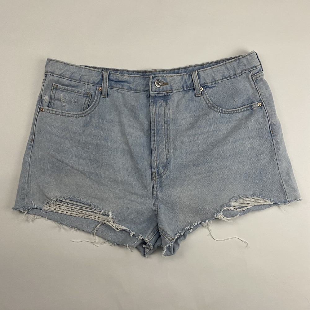 Wild Fable Highest Rise Cutoff Denim Blue Jean Shorts Size 18 Light Wash Cotton - Picture 2 of 10